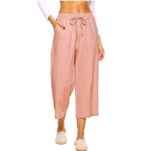 NWOT 100% Linen Size Small Dusty Rose Crop Pants